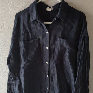 Up West blouse, organic cotton, blue, size med.